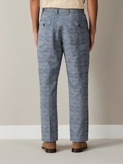 Blue Relaxed Fit Check Cotton Rich Texture Suit Trousers - Image 3 of 9