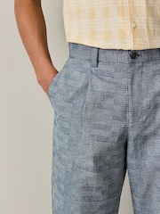 Blue Relaxed Fit Check Cotton Rich Texture Suit Trousers - Image 4 of 9