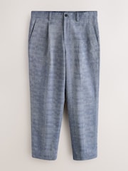 Blue Relaxed Fit Check Cotton Rich Texture Suit Trousers - Image 5 of 9
