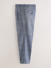 Blue Relaxed Fit Check Cotton Rich Texture Suit Trousers - Image 6 of 9