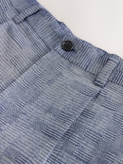 Blue Relaxed Fit Check Cotton Rich Texture Suit Trousers - Image 8 of 9