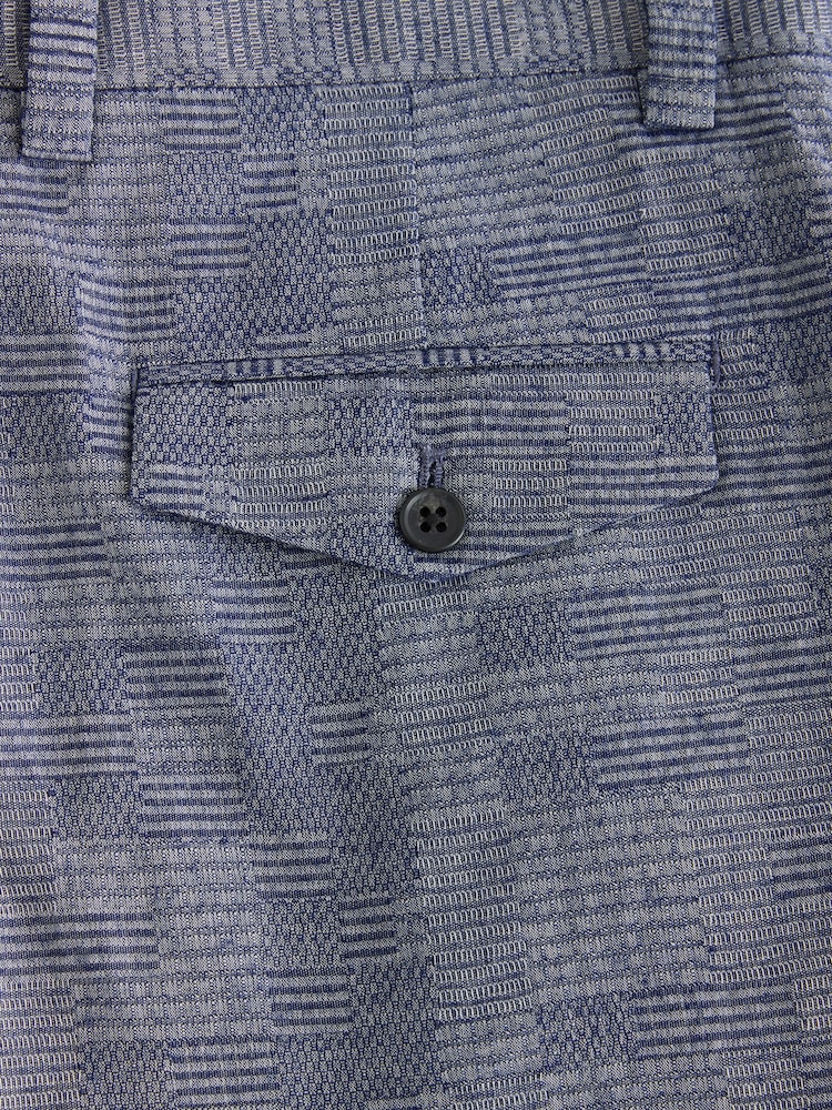 Blue Relaxed Fit Check Cotton Rich Texture Suit Trousers - Image 9 of 9