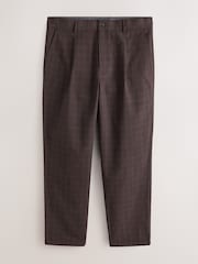Brown Relaxed Fit Cotton Blend Textured Check Suit Trousers - Image 5 of 9