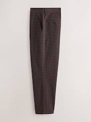 Brown Relaxed Fit Cotton Blend Textured Check Suit Trousers - Image 6 of 9