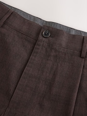 Brown Relaxed Fit Cotton Blend Textured Check Suit Trousers - Image 7 of 9