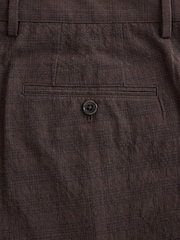 Brown Relaxed Fit Cotton Blend Textured Check Suit Trousers - Image 8 of 9