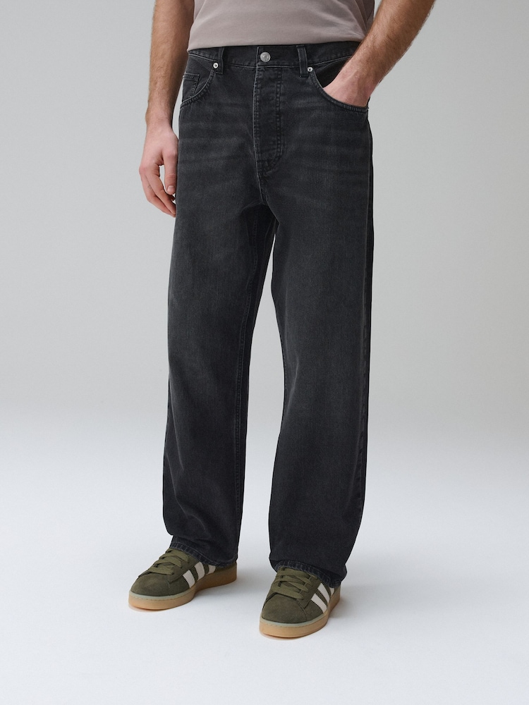 Black Baggy Fit Authentic Jeans - Image 1 of 6