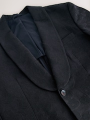 Black Relaxed Fit Tapestry Pattern Texture Cotton Rich Suit Jacket - Image 8 of 10