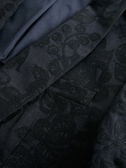 Black Relaxed Fit Tapestry Pattern Texture Cotton Rich Suit Jacket - Image 9 of 10