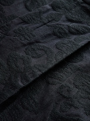 Negru - Relaxed Fit Tapestry Pattern Texture Cotton Rich Suit Trousers - Imaginea 6 din 6