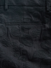 Black Relaxed Fit Tapestry Pattern Texture Cotton Rich Suit Trousers - Image 9 of 10