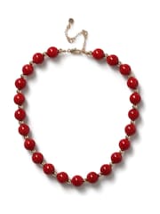 Aela Red Beaded Statement Collar Necklace - Image 2 of 3