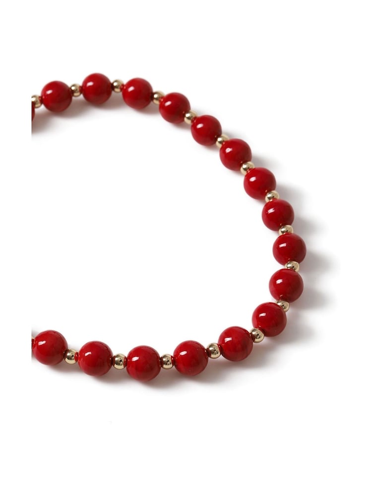 Aela Red Beaded Statement Collar Necklace - Image 3 of 3
