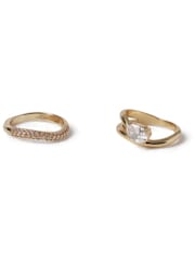 Aela Gold Tone Diamond Simulants Ring Multipack - Image 3 of 3