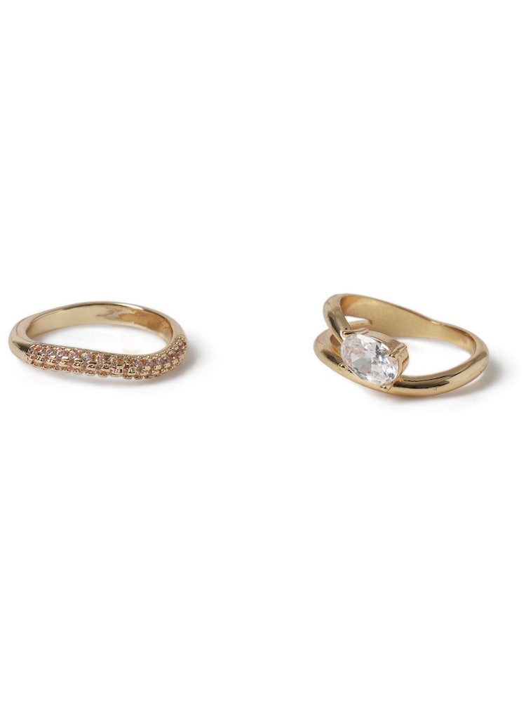 Aela Gold Tone Diamond Simulants Ring Multipack - Image 3 of 3 Aela Gold Tone Diamond Simulants Ring Multipack - Image 3 of 3