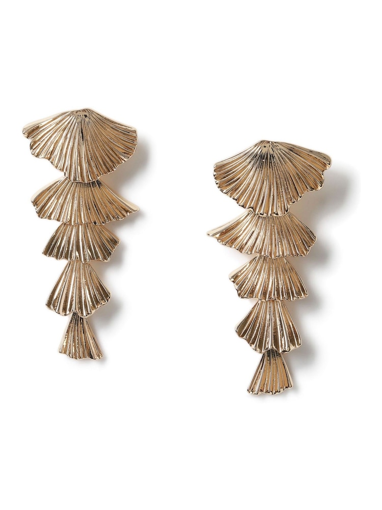 Aela Gold Tone Petal Drop Earrings - Image 2 of 3