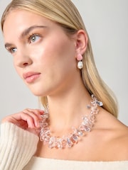 Aela Pink Pearl Effect Drop Earrings - Image 1 of 3