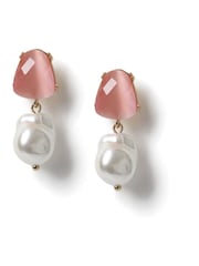 Aela Pink Pearl Effect Drop Earrings - Image 2 of 3