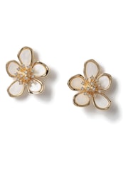 Aela Rhinestone Flower Cream Earrings - Imaginea 2 din 3