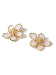 Aela Rhinestone Flower Cream Earrings - Imaginea 3 din 3