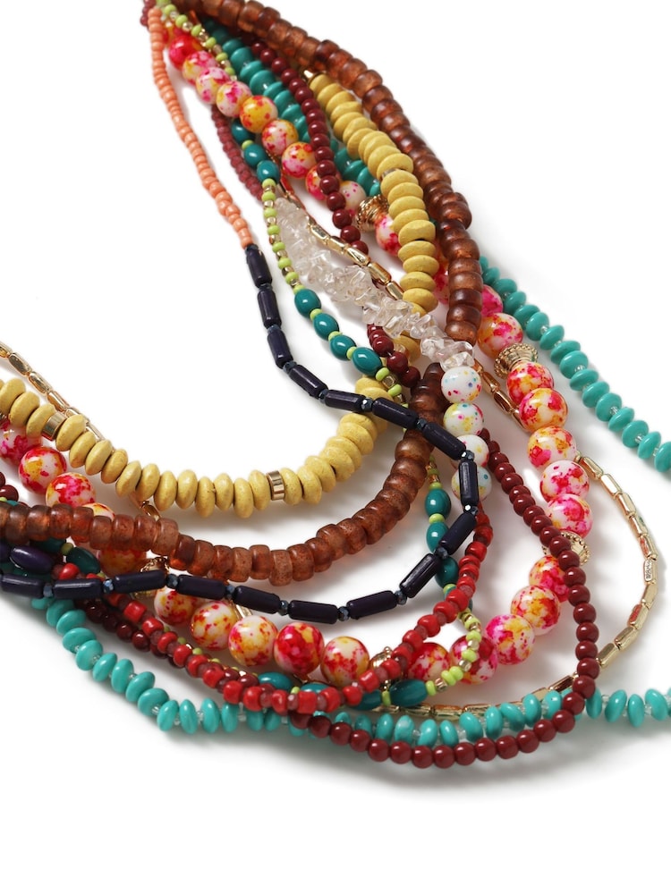 Aela Statement Beaded Multirow Necklace - Image 2 of 3