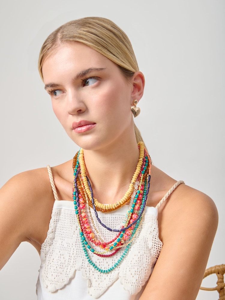Aela Statement Beaded Multirow Necklace - Image 3 of 3