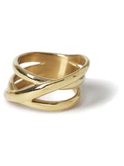 Aela Stainless Steel Wrap Gold Tone Ring - Image 2 of 2