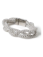 Aela Silver Tone Pearl Plaited Magnet Bracelet - Image 1 of 2