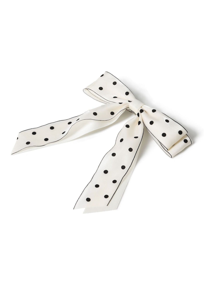 Aela White Polka Dot Hair Bow - Image 2 of 2