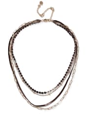Aela Multirow Chain Brown Necklace - Image 1 of 2