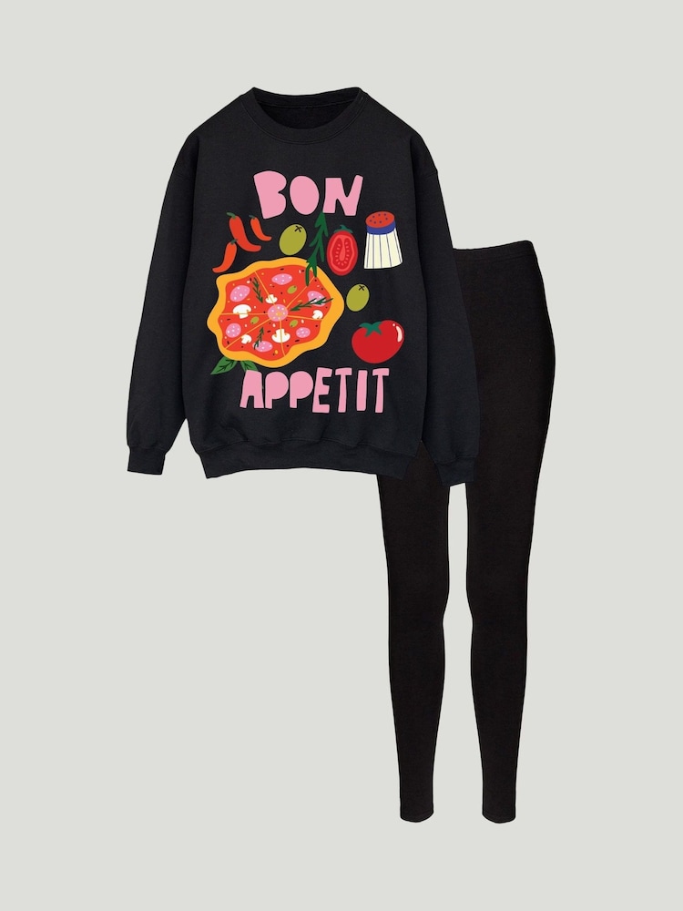 Brands In Black Bon Appetit Sweatshirt and Leggings Set - Image 1 of 3