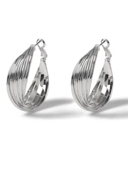 Aela Silver Tone Twist Hoop Earrings - Image 1 of 2