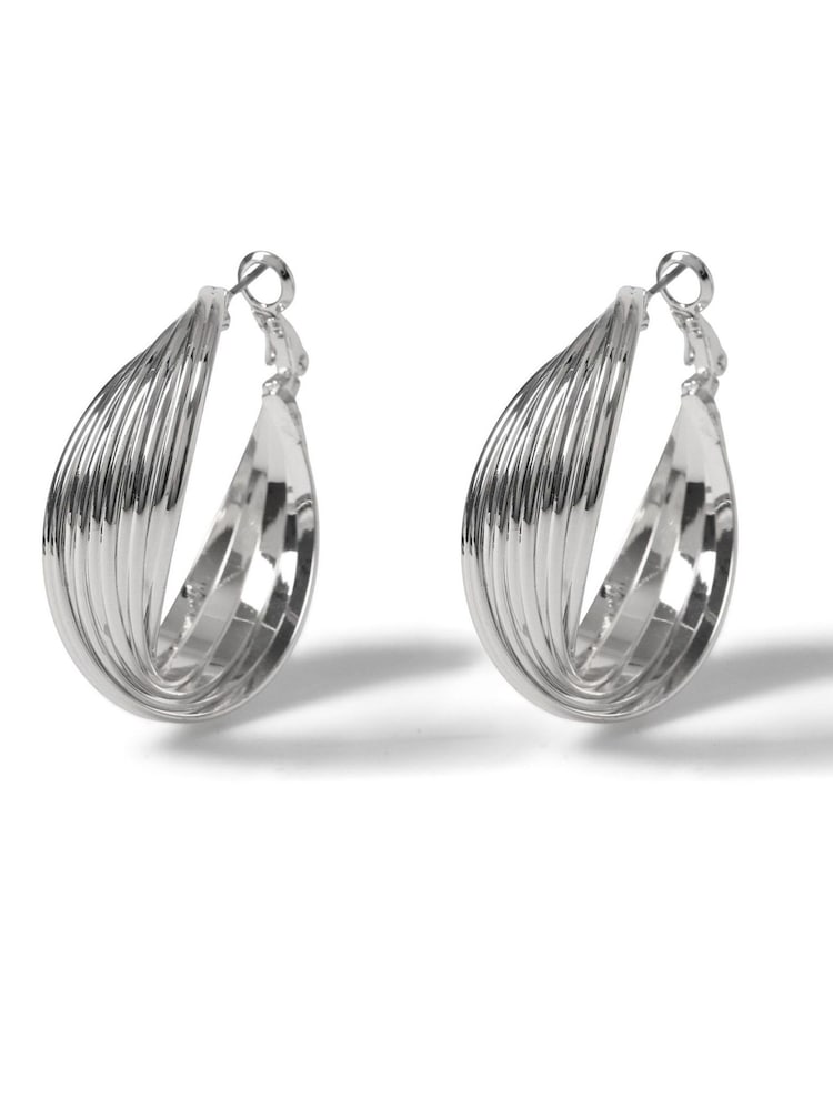 Aela Silver Tone Twist Hoop Earrings - Image 1 of 2