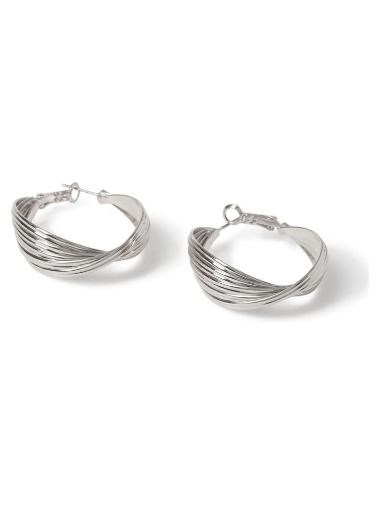 Aela Silver Tone Twist Hoop Earrings - Image 2 of 2