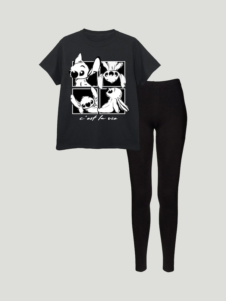 Brands In Black Stitch C'est La Vie Top & Leggings Set - Image 1 of 3 Brands In Black Stitch C'est La Vie Top & Leggings Set - Image 1 of 3
