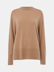 Whistles Brown Cashmere Seam Detail Crew Knit Jumper - Image 5 of 5