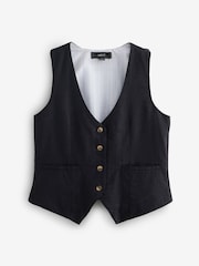 Black Linen Blend Waistcoat - Image 1 of 1