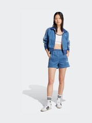 adidas Originals Blue 3-Stripe Denim Shorts - Image 3 of 6