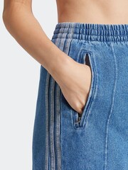 adidas Originals Blue 3-Stripe Denim Shorts - Image 5 of 6