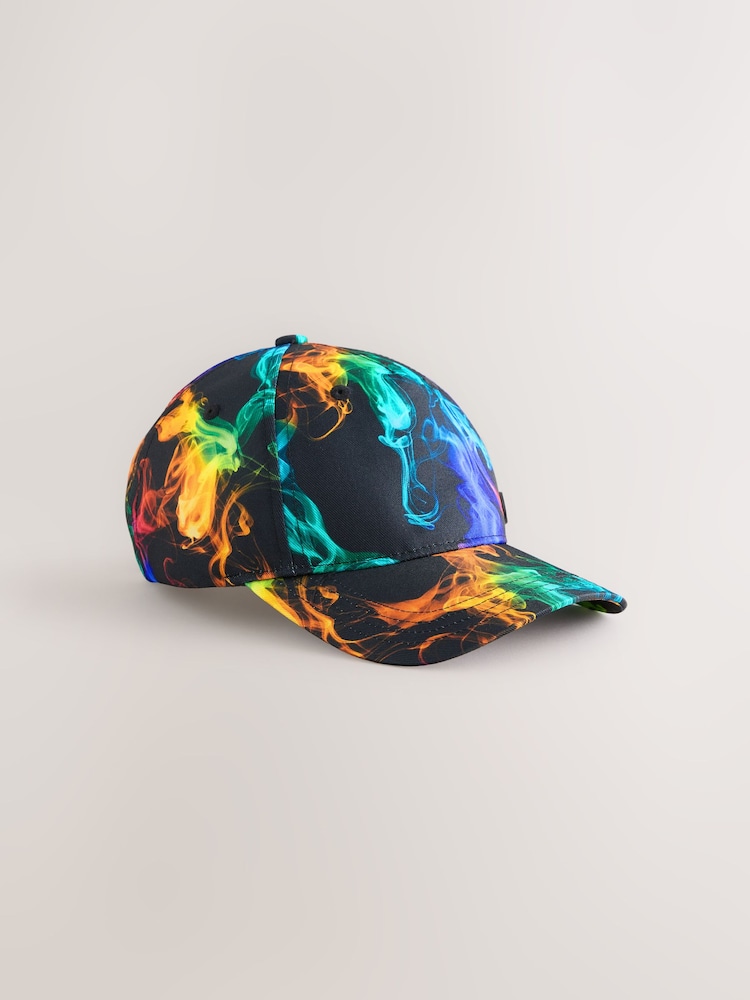 Black Rainbow Flames Baseball Cap (3-16yrs) - Image 1 of 3 Black Rainbow Flames Baseball Cap (3-16yrs) - Image 1 of 3