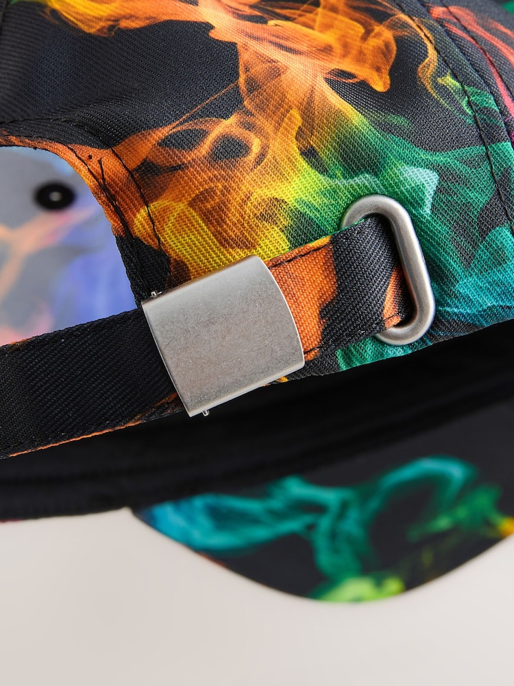 Black Rainbow Flames Baseball Cap (3-16yrs) - Image 3 of 3 Black Rainbow Flames Baseball Cap (3-16yrs) - Image 3 of 3