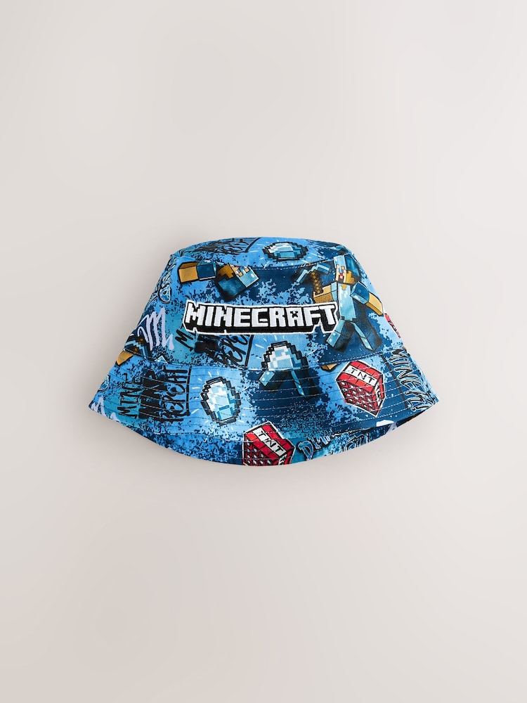 Black All-Over-Print Minecraft Bucket Hat (3-16yrs) - Image 1 of 3