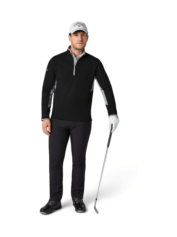 Callaway Apparel Emea Textured 1/4 Zip Pullover Black Jumper - Image 1 of 5 Callaway Apparel Emea Textured 1/4 Zip Pullover Black Jumper - Image 1 of 5