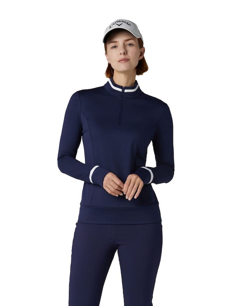 Callaway Apparel Blue Thermal Colorblock Top - Image 1 of 5 Callaway Apparel Blue Thermal Colorblock Top - Image 1 of 5