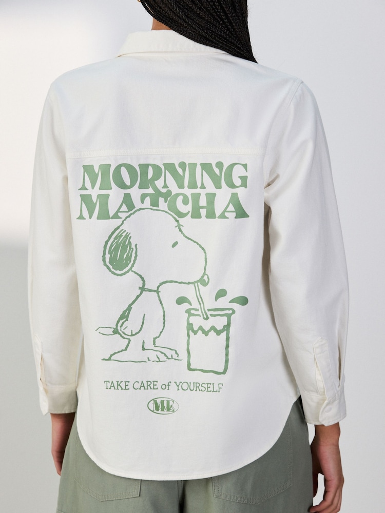 Cream Relaxed Fit Long Sleeve Denim Shirt - Image 1 of 9