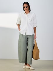 Cream Relaxed Fit Long Sleeve Denim Shirt - Image 3 of 9