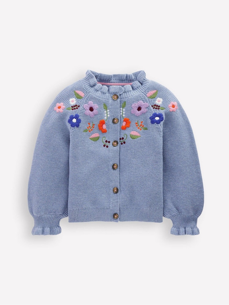 Boden Blue Pretty Embroidered Cardigan - Image 1 of 3 Boden Blue Pretty Embroidered Cardigan - Image 1 of 3