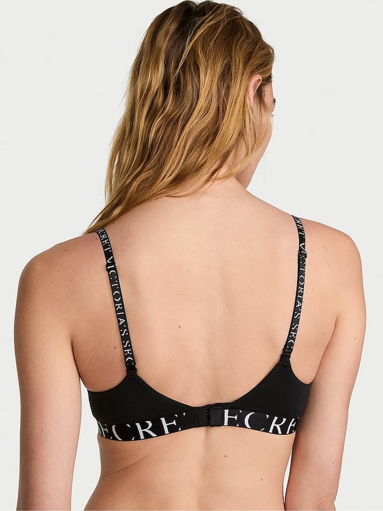 Victoria's Secret Black Lightly Lined Demi Cotton Exploded Logo Bra - Image 2 of 3