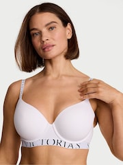 Victoria's Secret White Lightly Lined Demi Cotton Exploded Logo Bra - Image 1 of 2
