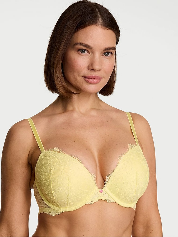 Victoria's Secret Lemonade Yellow Push Up Lace Bra - Image 1 of 2